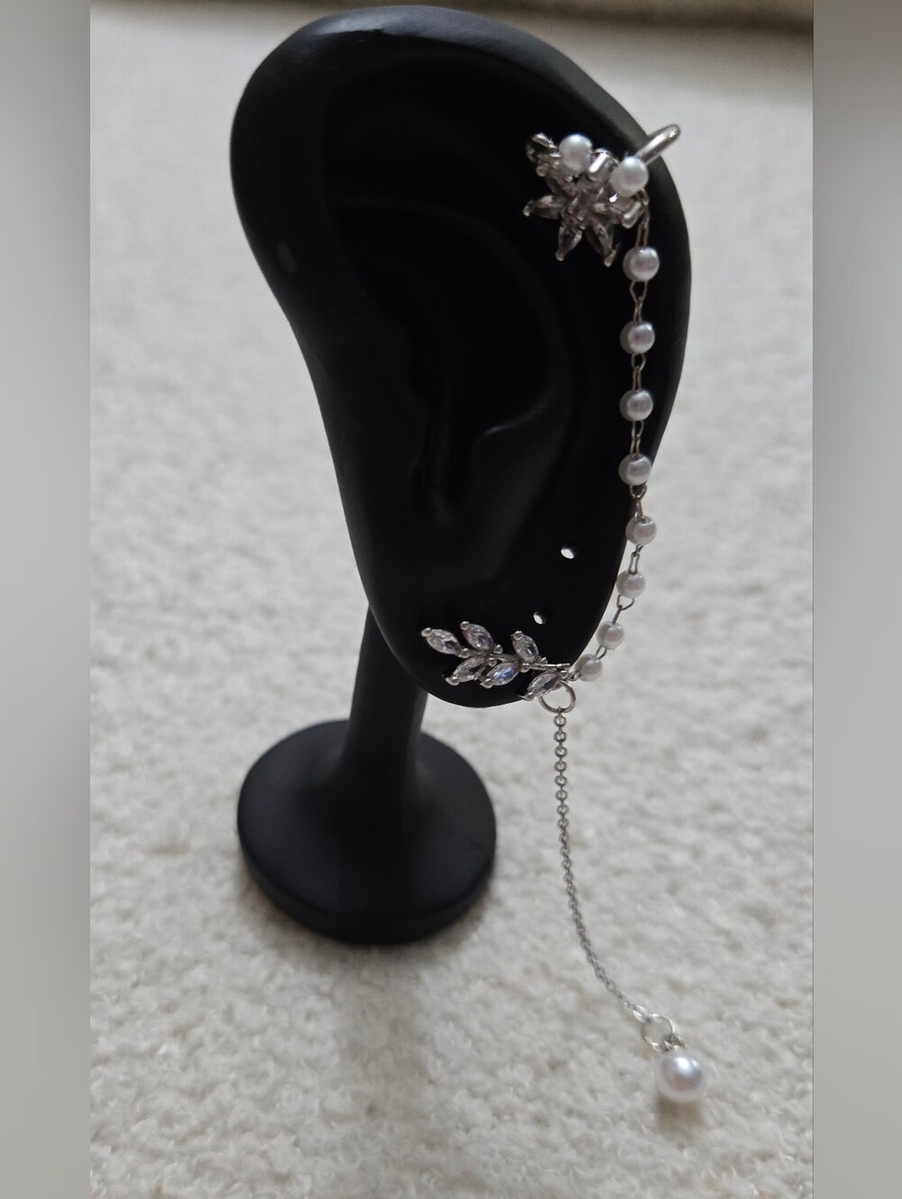 Pearl and Crystal Ear Cuff Chain